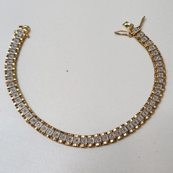 925 Sterling silver and natural diamonds Tennis bracelet